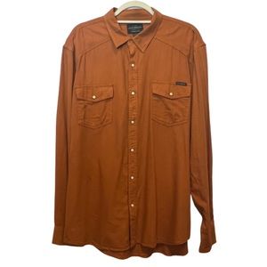 Lucky Brand men’s button down collard orange shirt